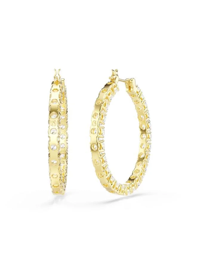 Swarovski  Matrix White Crystal Gold Tone Plated Hoop Pierced Earrings for Women | Best Price UAE